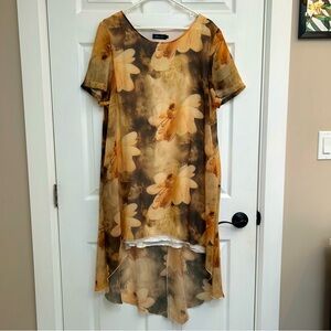 Short Sleeve High Low Floral Dress